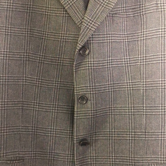 Men’s Sz 44R ARMANI COLLEZIONI Blazer Suit Jacket Checkered Pattern grey/black - Picture 3 of 7